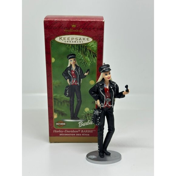 NIB Hallmark QXI8554 Barbie Harley Davidson Keepsake Ornament 2000 Holiday Decor - Picture 1 of 4